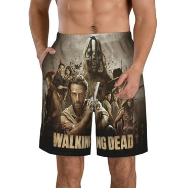 Men's Walking Dead Beach Shorts Hot Summer Swim Trunks Sports Running Bathing Suits with Mesh Lining