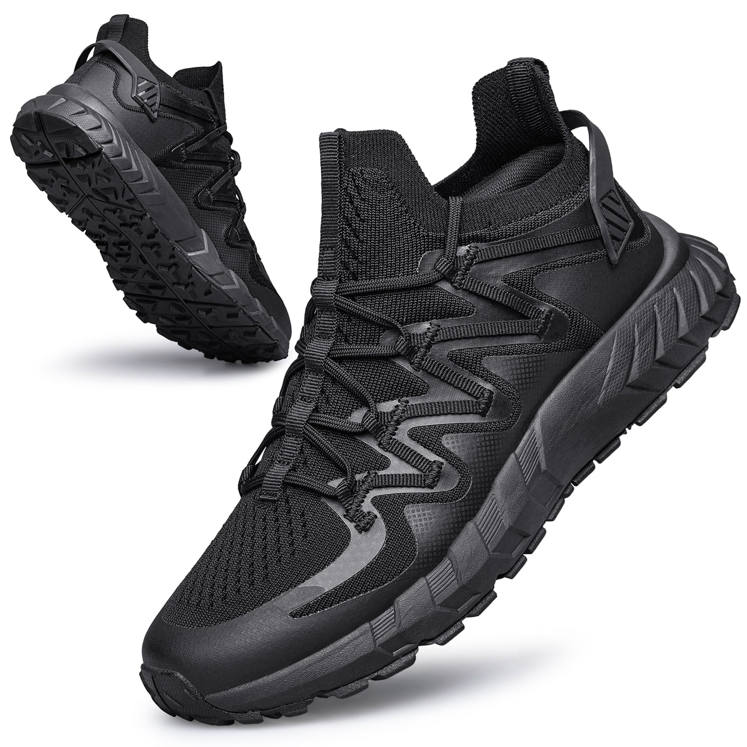Men's Walking Shoes Hands Free Slip On Sneaker Strap Running Tennis Shoes for Flat Feet Plantar Fasciitis Workout Shoes Black Size 9