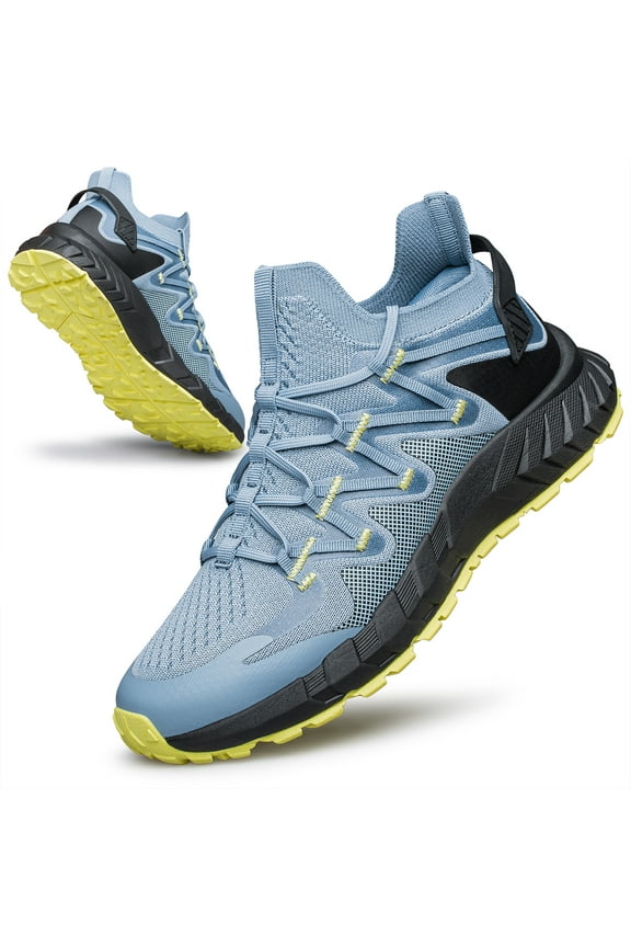 Men's Walking Shoes Hands Free Slip On Sneaker Strap Running Tennis Shoes for Flat Feet Plantar Fasciitis Workout Shoes Sky Blue Size 10.5