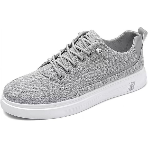 Men's Walking Shoes Linen Comfortable Lightweight Sneakers Low Top Lace-up Casual Shoes