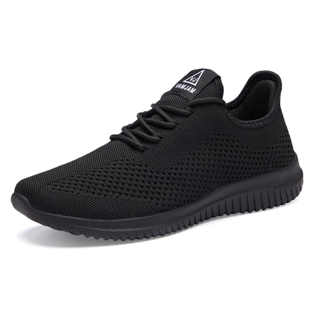 Men's Walking Shoes Ultra Lightweight Breathable Running Shoes Non Slip Athletic Fashion Sneakers All Black Size 7