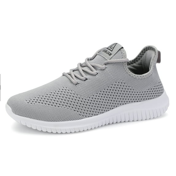 Men's Walking Shoes Ultra Lightweight Breathable Running Shoes Non Slip Athletic Fashion Sneakers Light Grey Size 9.5