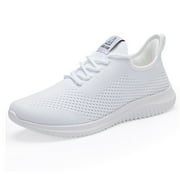 Mens Walking Shoes Ultra Lightweight Breathable Running Shoes Non Slip Athletic Fashion Sneakers White Size 7