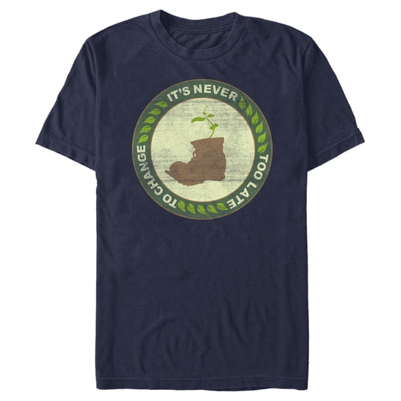 Men's Wall-E It's Never Too Late to Change Graphic Tee Navy Blue Large