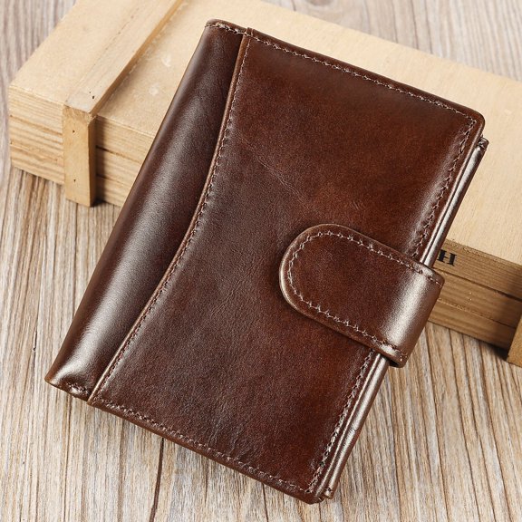 Men's Wallet,  Anti-theft Card Swiping Rfid Top Layer Cowhide Wallet  with Multi Slot Change Card Holder 4.9 * 3.5in