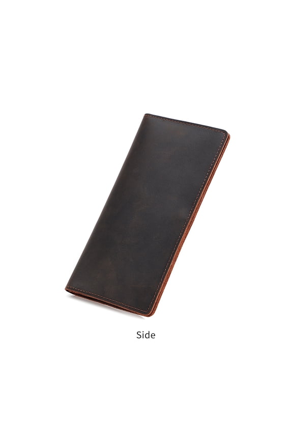 Men's Wallet Retro Style Crazy Horse Leather Bag with Cover Closure Long Card Holder Wallet purse