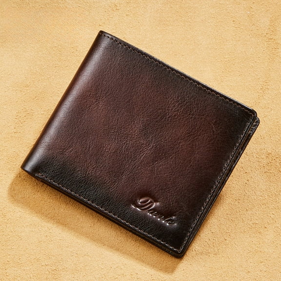Men's Wallet, Top Layer Cowhide, Anti-theft Card Swiping Rfid Genuine Leather Wallet/4.3 * 3.9in