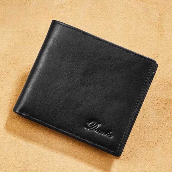 Men's Wallet, Top Layer Cowhide, Anti-theft Card Swiping Rfid Genuine Leather Wallet/4.3 * 3.9in