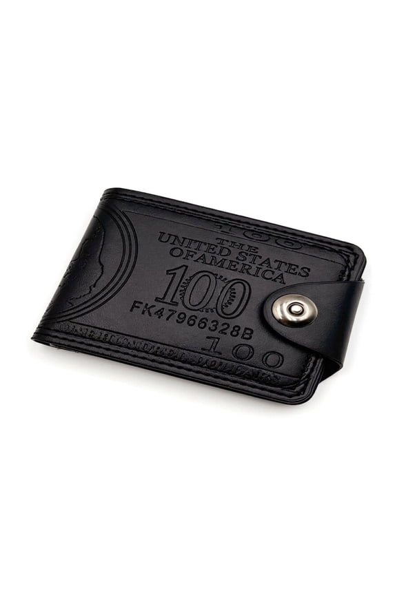 Men’s Wallet US Dollar Style Bifold Multi Card Slot Soft Waterproof Snap Buckle Zipper Pocket Compact Durable Organizer for Cash Coin ID Business Card