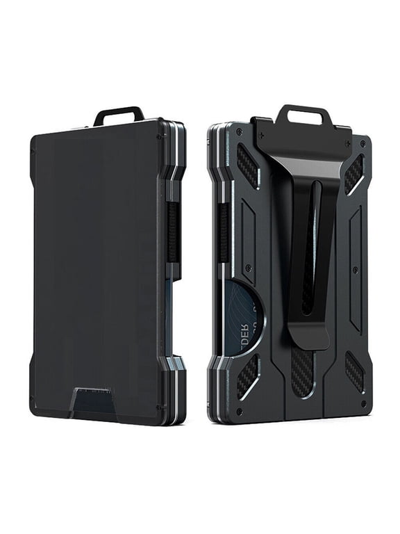 Men's Wallet Ultra-thin Aluminum Alloy Money Clip Credit Card Holder Metal Black