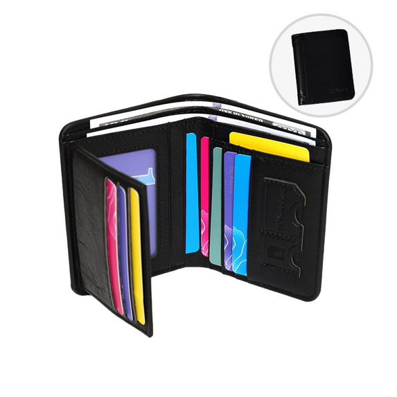 Crad Frame Men's Wallet Vintage PU Short Men's Folding Credit Card Holder with ...