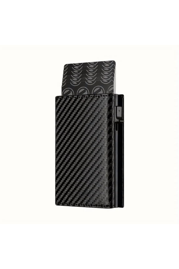 Men's Wallet with Zipper Coin Purse Automatic Pop-up Metal Credit Card Holder Minimalist RFID Blocking Business Card Wallet Idea