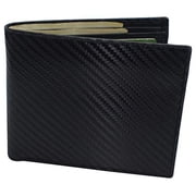 Men's Wallets RFID Blocking Carbon Fiber Leather Bifold Wallet for Men with Flap Up ID Window