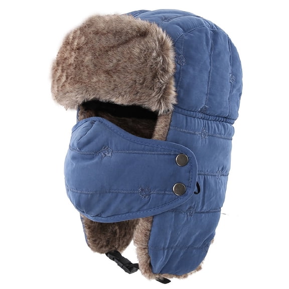 Men's Warm Chunky Trapper Hat Removable Windproof Winter Hats with Mask Ushanka Hat