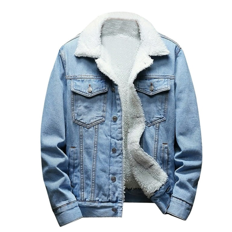 Cotton blend zipper best sale warm coat denim jacket