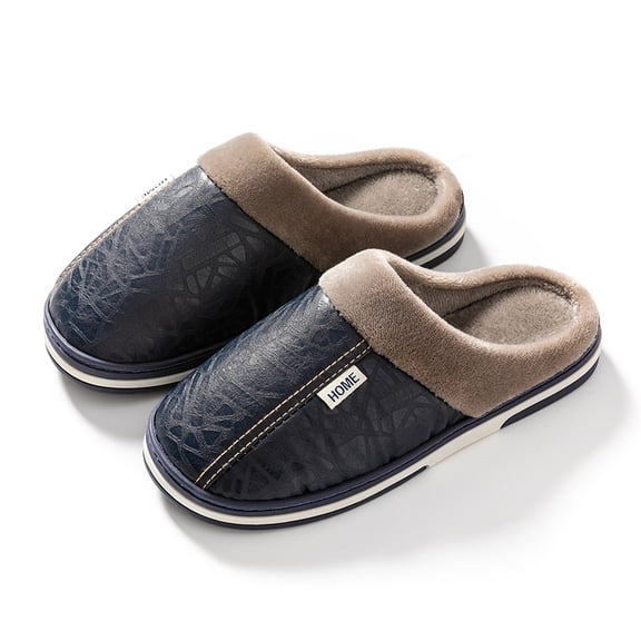 Men's Warm Cozy Slides,Comfortable Fuzzy Soft Slippers,Plush Non-slip Home Shoes