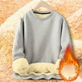 thumbnail image 1 of Men's Warm Crewneck Sherpa Lined Fleece Sweatshirt Pullover Tops Light Gray L, 1 of 6