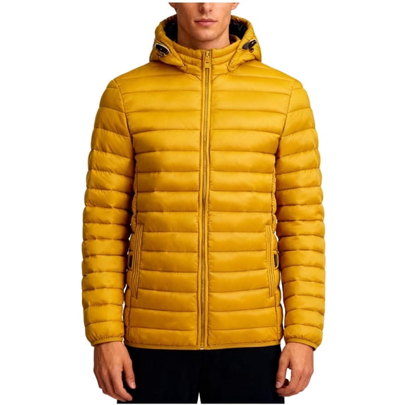 Men's Warm Down Jacket Lightweight Hooded Winter Coats Puffer Jackets with Inner Pockets Army Green S
