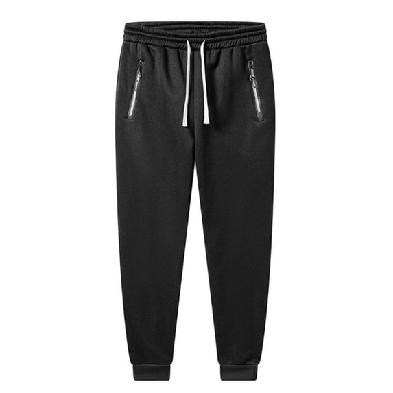 Men's Warm Fleece Lined Athletic Sweatpants Jogger Fleece Pants Winter Running Track Pants with Zipper Pocket