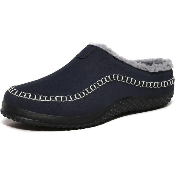 Men's Warm House Slippers Cozy Moccassin Slippers for Men Non-Slip House Shoes Comfy Bedroom Suede Slippers with Rubber Sole Indoor Outdoor