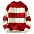 thumbnail image 1 of Men's Warm Knit Sweater Coat Autumn Winter Crewneck Loose Thickened Striped Casual Pullover Soft Comfortable Stylish Outwear, 1 of 2