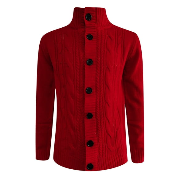 Men's Warm Knitted Sweater Coat Autumn Winter Solid Cardigan Cozy Outerwear Casual Jacket