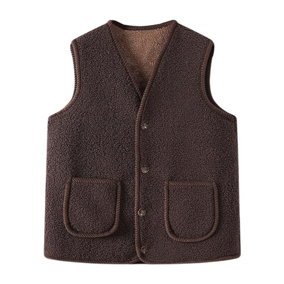 Men's Warm Lamb Wool Vest Thickened Sleeveless Cardigan For Autumn & Winter plus Size Womens Vests 3x Womens Vest Outfit Winter Reflective Outerwear Hiking Vest Women V Neck Belt Plain Outerwear for