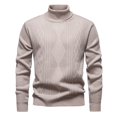 thumbnail image 1 of Men's Warm Lined High Neck Sweater Coat Soft Knit Pullover Casual Winter Thermal Underwear Top For Cold Weather Men Casual Dress Sweater Long Sleeve Hoodie Mens Long Hooded Sweatshirt, 1 of 5