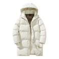 thumbnail image 1 of Men's Warm Parka Ski Jacket Long Zip Up Winter Coat Color Block Puffer Jacket with Removable Hood White 2XL, 1 of 8