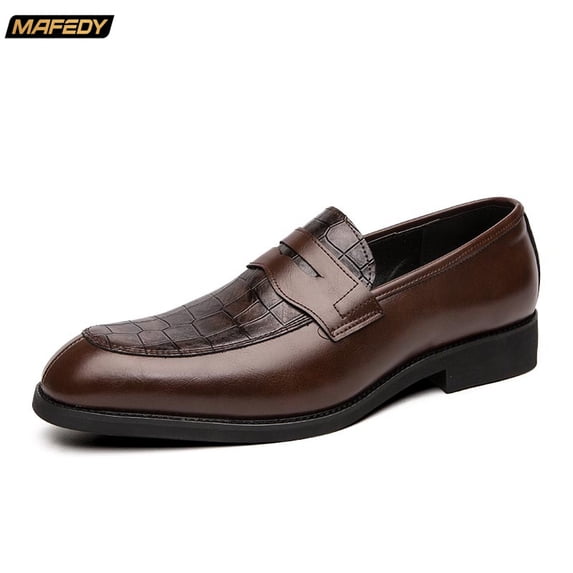 Men's Warm Penny Loafers Slip-On Dress Shoes Comfortable Non-Slip Business Casual Walking Shoes for Office and Daily Wear