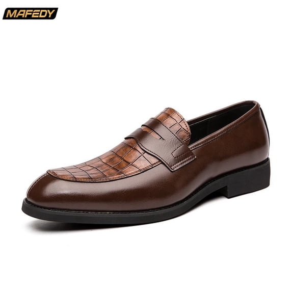 Men's Warm Penny Loafers Slip-On Dress Shoes Comfortable Non-Slip Business Casual Walking Shoes for Office and Daily Wear