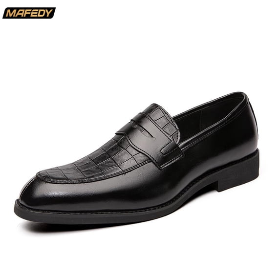 Men's Warm Penny Loafers Slip-On Dress Shoes Comfortable Non-Slip Business Casual Walking Shoes for Office and Daily Wear