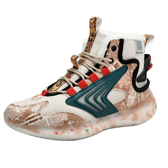 Men's Warm Snow Boots Fur Lined Waterproof Winter Shoes Ankle Casual Sneakers Outdoor Hiking Shoes High top Sneakers White