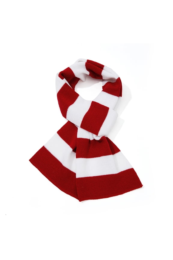 Men's Warm Striped Winter Scarf - Long Soft Acrylic Scarf for Cold Weather, Casual & Everyday Wear Red and White Stripes