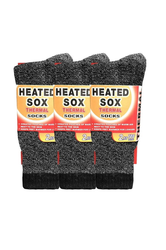 Men's Warm Thermal Socks Heated Sox Reinforced Toe & Heel 2.3 TOG -13F Multi Packs