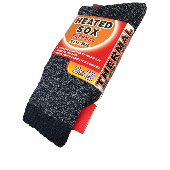 Men's Warm Thermal Socks Heated Sox Reinforced Toe & Heel 2.3 TOG -13F Multi Packs