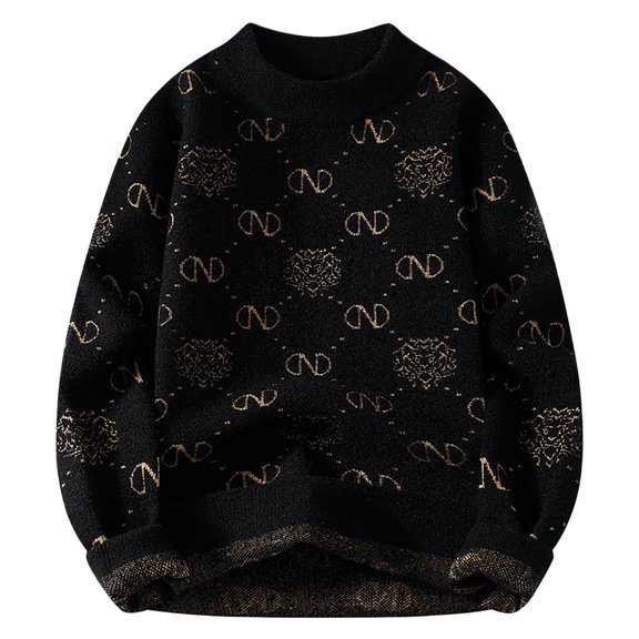 Men's Warm Thick Knit Sweater Coat Casual Loose Fit Crew Neck Pullover for Winter Comfort