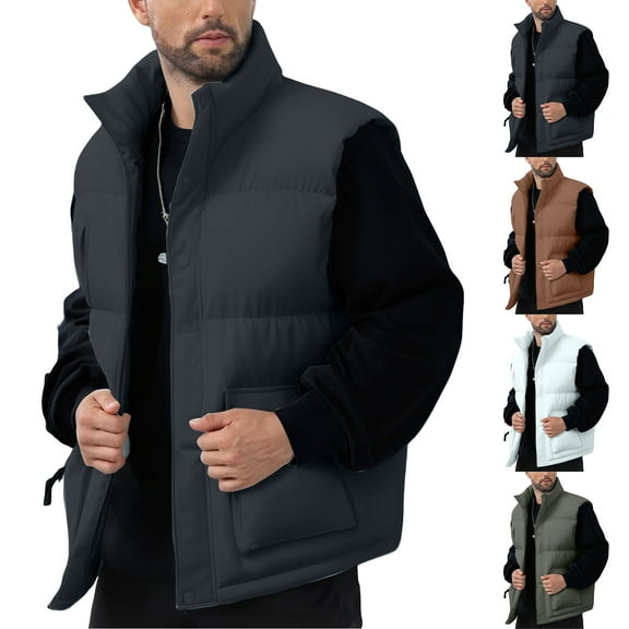 Men's Warm Winter Fashion Cotton Jacket with Thickened Fleece-Lined Vest - Insulated Design for Cold Weather Daily Wear, Outdoor Sports, and Christmas Celebrations,Beige,M