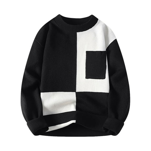 Men's Warm Winter Knitted Sweater Coat Round Neck Pullover Soft Comfortable Casual Outwear