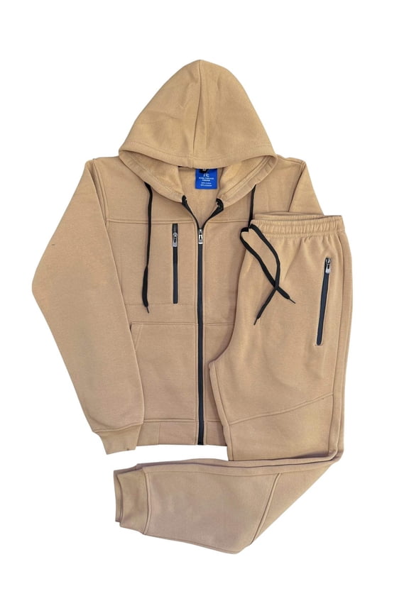 Men’s Warm Winter Tech Fleece Sweat Jacket Sweatpants Jogger Outfit