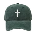 thumbnail image 1 of Men's Washed Cotton Embroidered Baseball Cap, Adjustable Distressed Dad Hat with Cross Design, Retro Casual Hat for Independence Day, Patriotic Outfits, and Daily Wear - Blackish Green, 1 of 5