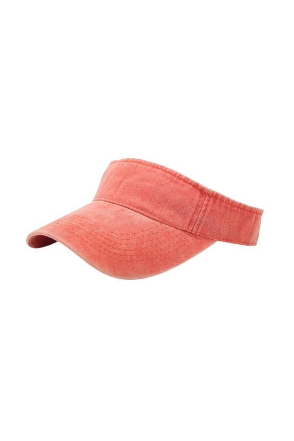 Men's Washed Cotton Visor Hat Open Top Baseball Cap Adjustable Solid Color Sun Protection Outdoor Sports Cap Orange