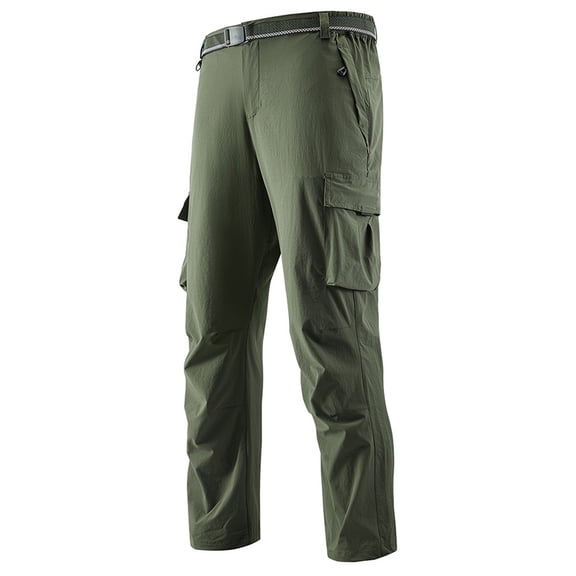 Men's Washed Cotton Work Pants with Multi-Pocket Design, Casual Style for Outdoor Activities and Daily Wear (Soft, Warm & Waterproof, No Belt Included),Army Green L