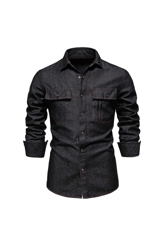 Men's Washed Denim Jacket Classic Slim Fit Long Sleeve Stylish Casual Coat with Pockets for Outdoor