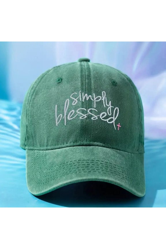 Men's Washed Distressed Simply Blessed Embroidery Baseball Cap