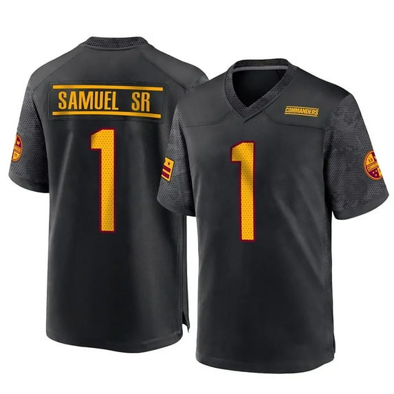 Men's Washington Samuel Sr 1 Black Stitched T-Shirts Sports Player Game Top, Large
