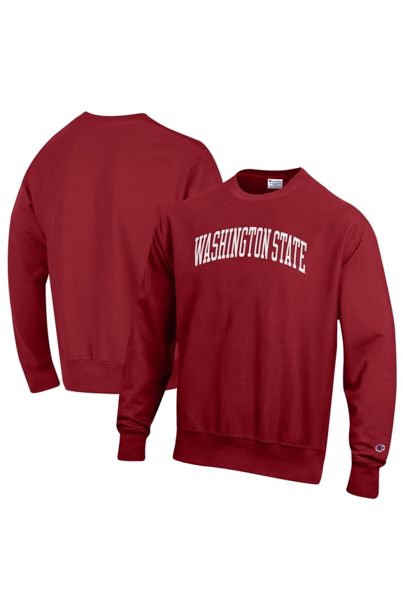 Men's Washington State Cougars Crimson Washington State Cougars Reverse Weave Crewneck Pullover Sweatshirt