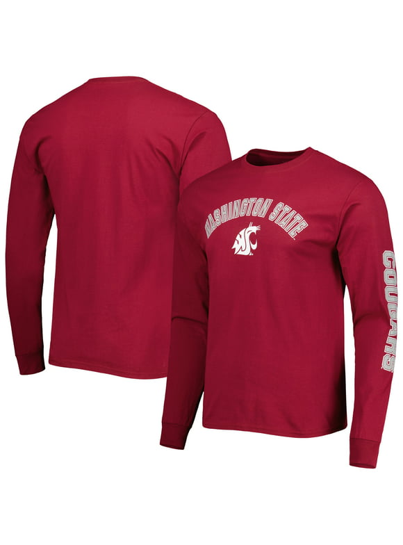 Men's Washington State Cougars Crimson Wordmark Long Sleeve T-Shirt
