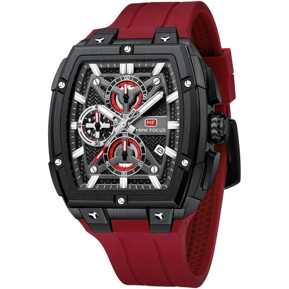 Men's Watch Analog Fashion Wrist Watch, Skeleton Tonneau Watch for Men with Chronograph,Ideal for Sports Enthusiasts and Daily Wear