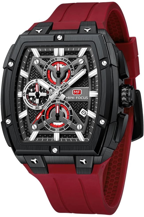 Men's Watch Analog Fashion Wrist Watch, Skeleton Tonneau Watch for Men with Chronograph,Ideal for Sports Enthusiasts and Daily Wear